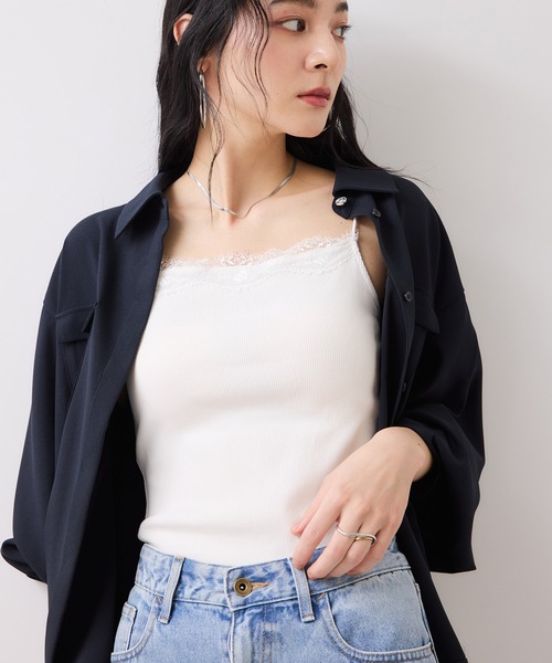 VIS(ビス)の「レーステレコキャミソール(キャミソール・レディース・ライトグレー/オフホワイト/ブラック・FREE)」の21枚目の写真