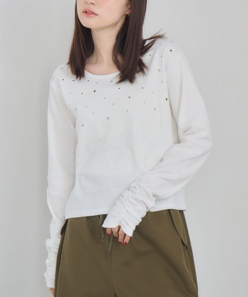 RETRO GIRL(レトロガール)の「スタッズカットソー(Tシャツ/カットソー・レディース・ブラック/オフホワイト・FREE)」の1枚目の写真