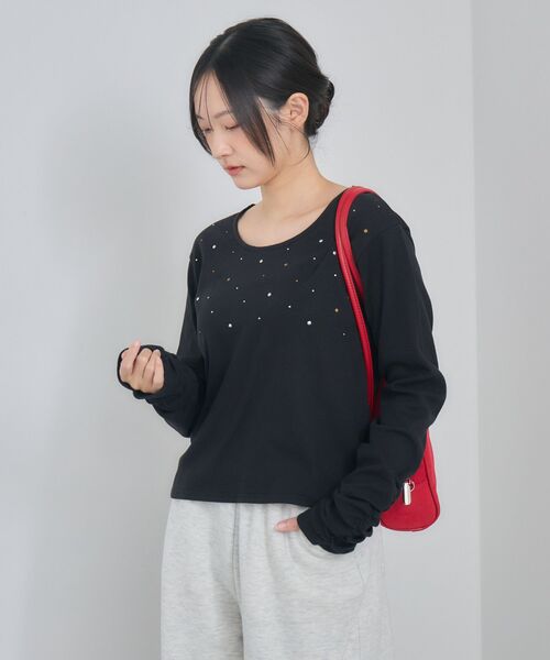RETRO GIRL(レトロガール)の「スタッズカットソー(Tシャツ/カットソー・レディース・ブラック/オフホワイト・FREE)」の11枚目の写真