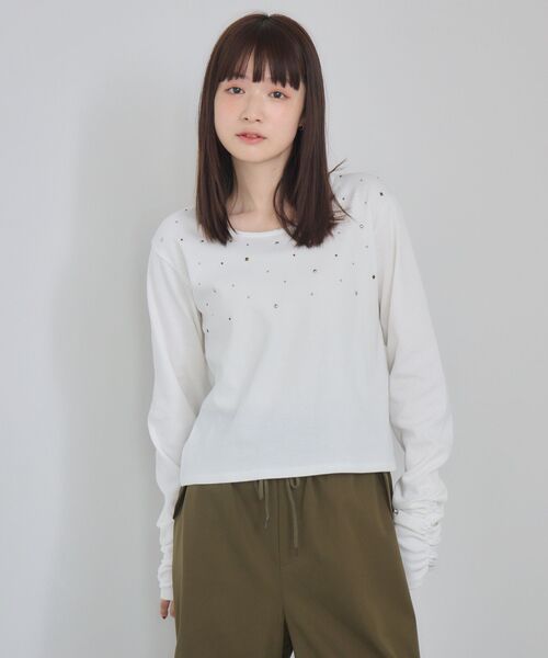 RETRO GIRL(レトロガール)の「スタッズカットソー(Tシャツ/カットソー・レディース・ブラック/オフホワイト・FREE)」の16枚目の写真