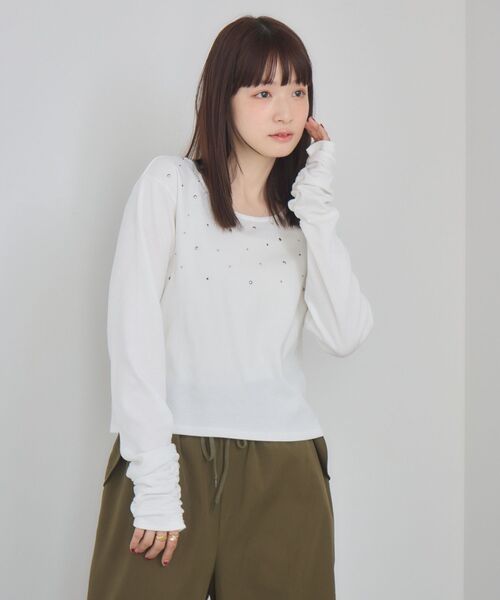 RETRO GIRL(レトロガール)の「スタッズカットソー(Tシャツ/カットソー・レディース・ブラック/オフホワイト・FREE)」の17枚目の写真