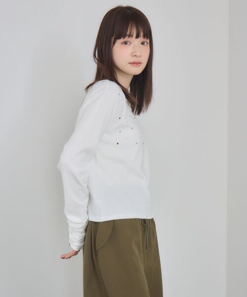 RETRO GIRL(レトロガール)の「スタッズカットソー(Tシャツ/カットソー・レディース・ブラック/オフホワイト・FREE)」の18枚目の写真