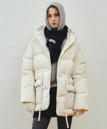 MONGDOL（モンドル）の「ダックダウンストリングベルトハーフパディングクリームMDJP025CREAM（ダウンジャケット/コート）」