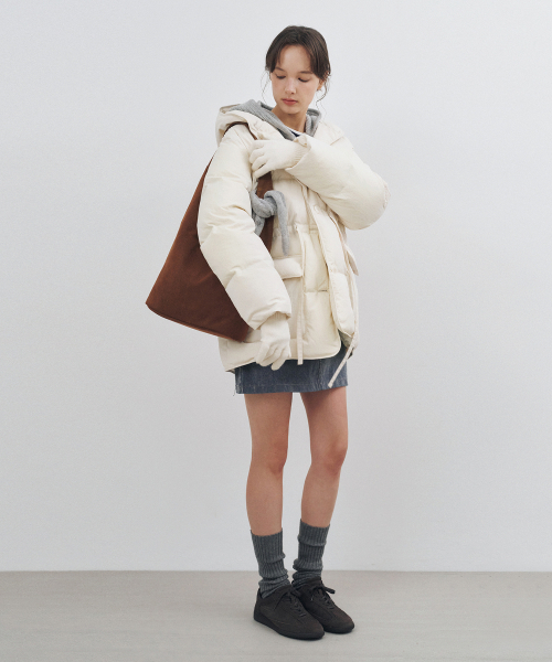 MONGDOL(モンドル)の「ダックダウンストリングベルトハーフパディングクリームMDJP025CREAM(ダウンジャケット/コート・レディース・その他・F)」の10枚目の写真