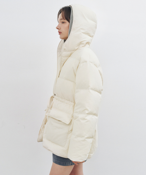 MONGDOL(モンドル)の「ダックダウンストリングベルトハーフパディングクリームMDJP025CREAM(ダウンジャケット/コート・レディース・その他・F)」の5枚目の写真