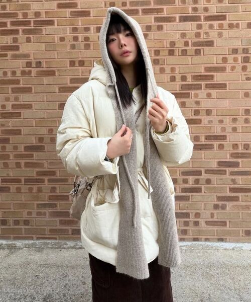 MONGDOL(モンドル)の「ダックダウンストリングベルトハーフパディングクリームMDJP025CREAM(ダウンジャケット/コート・レディース・その他・F)」の9枚目の写真