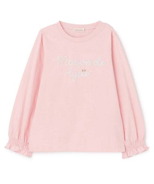 Lycee mine（リセマイン）の「【綿100％】 【速乾・UV・型崩れしない】【ムテキT】ロゴ刺しゅうシャーリングスリーブトップス（Tシャツ/カットソー・キッズ・ブルーグレー/黄緑系/クリーム/オフホワイト/ライトピンク/ブラック・110cm/150cm/130cm/100cm/120cm/140cm）」の8枚目の写真