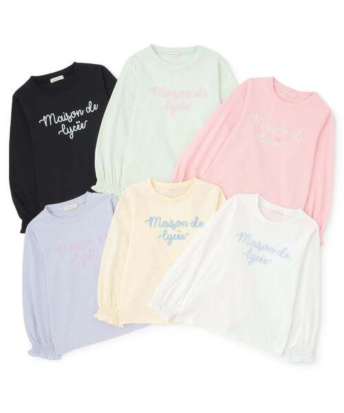 Lycee mine（リセマイン）の「【綿100％】 【速乾・UV・型崩れしない】【ムテキT】ロゴ刺しゅうシャーリングスリーブトップス（Tシャツ/カットソー・キッズ・ブルーグレー/黄緑系/クリーム/オフホワイト/ライトピンク/ブラック・110cm/150cm/130cm/100cm/120cm/140cm）」の19枚目の写真