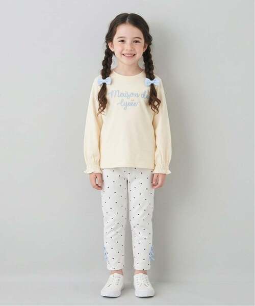 Lycee mine（リセマイン）の「【綿100％】 【速乾・UV・型崩れしない】【ムテキT】ロゴ刺しゅうシャーリングスリーブトップス（Tシャツ/カットソー・キッズ・ブルーグレー/黄緑系/クリーム/オフホワイト/ライトピンク/ブラック・110cm/150cm/130cm/100cm/120cm/140cm）」の21枚目の写真