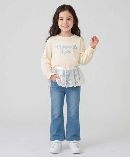 Lycee mine（リセマイン）の「【綿100％】 【速乾・UV・型崩れしない】【ムテキT】ロゴ刺しゅうシャーリングスリーブトップス（Tシャツ/カットソー・キッズ・ブルーグレー/黄緑系/クリーム/オフホワイト/ライトピンク/ブラック・110cm/150cm/130cm/100cm/120cm/140cm）」の22枚目の写真