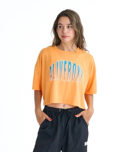 ROXY（ロキシー）の「ROXY ウィメンズ FITNESS FEEL THE SPARK WIDE Tシャツ 【2026年春夏モデル】/ロキシー速乾ショート丈半袖Tシャツ（Tシャツ/カットソー・レディース・ブラック/オレンジ/ホワイト・MEDIUM/LARGE）」の4枚目の写真