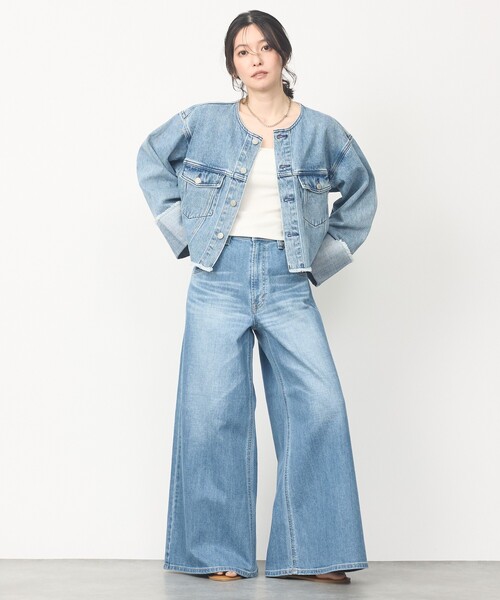 abahouse mavie(アバハウスマヴィ)の「【EDWIN】ロールアップデニムジャケット/春服/Gジャン/ノーカラー/ショート丈(デニムジャケット・レディース・ブラック/ライトブルー・フリー)」の11枚目の写真