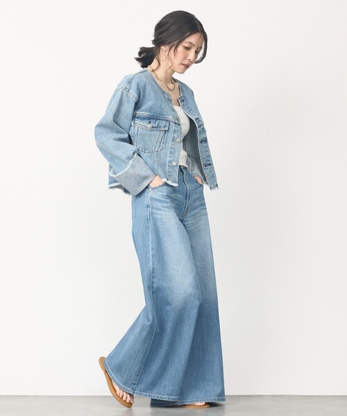 abahouse mavie(アバハウスマヴィ)の「【EDWIN】ロールアップデニムジャケット/春服/Gジャン/ノーカラー/ショート丈(デニムジャケット・レディース・ブラック/ライトブルー・フリー)」の12枚目の写真