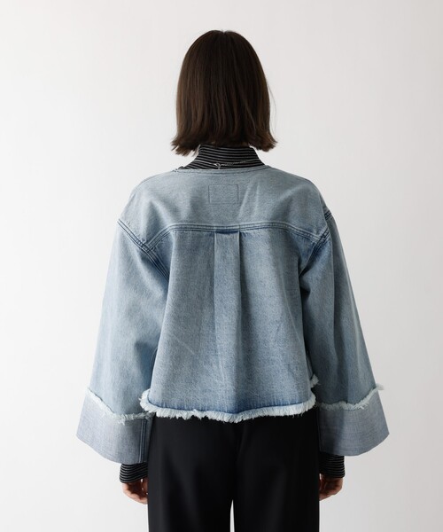abahouse mavie(アバハウスマヴィ)の「【EDWIN】ロールアップデニムジャケット/春服/Gジャン/ノーカラー/ショート丈(デニムジャケット・レディース・ブラック/ライトブルー・フリー)」の21枚目の写真