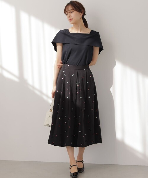組曲 L（クミキョク オオキイサイズ）の「GIZAコットンオフショルダー カットソー（Tシャツ/カットソー・レディース・ネイビー系/ネイビー系2・7/6/5）」の6枚目の写真