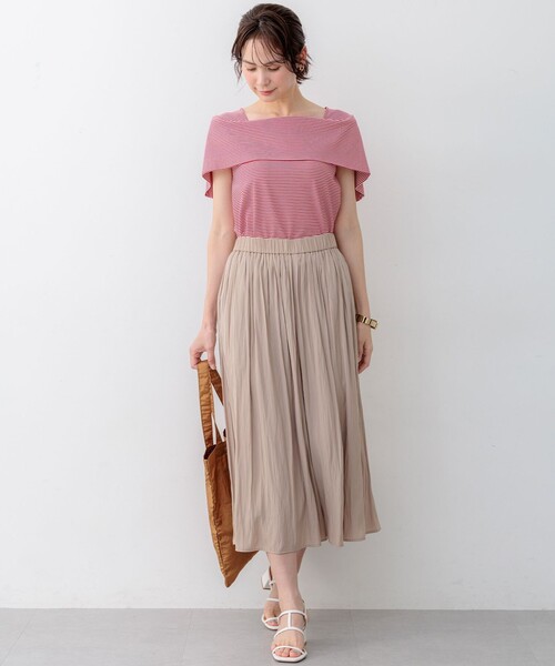 組曲 L（クミキョク オオキイサイズ）の「GIZAコットンオフショルダー カットソー（Tシャツ/カットソー・レディース・ネイビー系/ネイビー系2・7/6/5）」の22枚目の写真