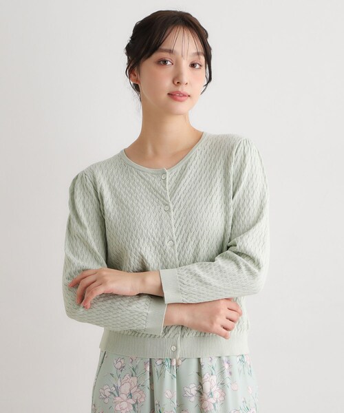 LAURA ASHLEY（ローラアシュレイ）の「【7分袖／洗える】アイレット入りカーディガン（カーディガン/ボレロ・レディース・アイボリー/ネイビー/ライトグリーン・40/38）」の8枚目の写真