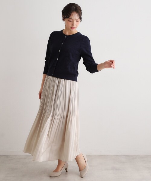 LAURA ASHLEY（ローラアシュレイ）の「【7分袖／洗える】アイレット入りカーディガン（カーディガン/ボレロ・レディース・アイボリー/ネイビー/ライトグリーン・40/38）」の14枚目の写真