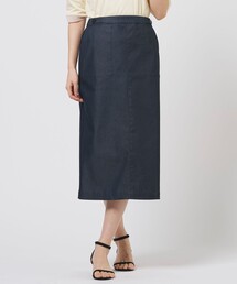 【WEB限定カラーあり】TCシャンブレーサテンST ナロー スカート