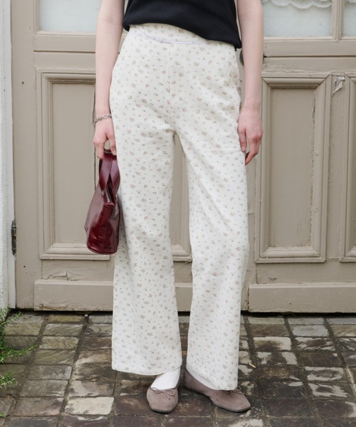 セール】side belt flower pants / サイドベルトフラワーパンツ