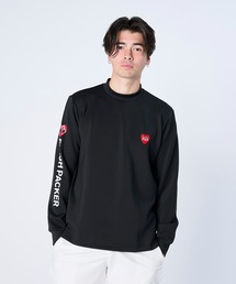FLASH PACKER（フラッシュパッカー）の「FLASH PACKER フラッシュパッカー / 26春夏新作 リラックスシルエット ウルトラストレッチ モックネック ロングスリーブ ハートモチーフ ポケットTシャツ ロンT /// XLMK-HRT（Tシャツ/カットソー）」
