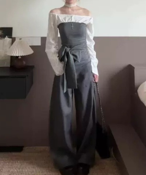 SPIGA（スピーガ）の「ﾚｲﾔｰﾄﾞ風ｵﾌｼｮﾙﾄｯﾌﾟｽ（Tシャツ/カットソー・レディース・グレー・LARGE/MEDIUM/SMALL）」の2枚目の写真