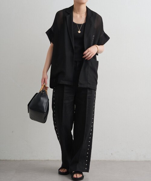 LOUNGEDRESS（ラウンジドレス）の「リネンスタッズパンツ（その他パンツ・レディース・ブラウン/ブラック・MEDIUM/SMALL）」の10枚目の写真