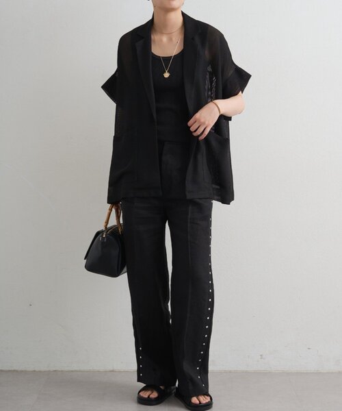 LOUNGEDRESS（ラウンジドレス）の「リネンスタッズパンツ（その他パンツ・レディース・ブラウン/ブラック・MEDIUM/SMALL）」の9枚目の写真