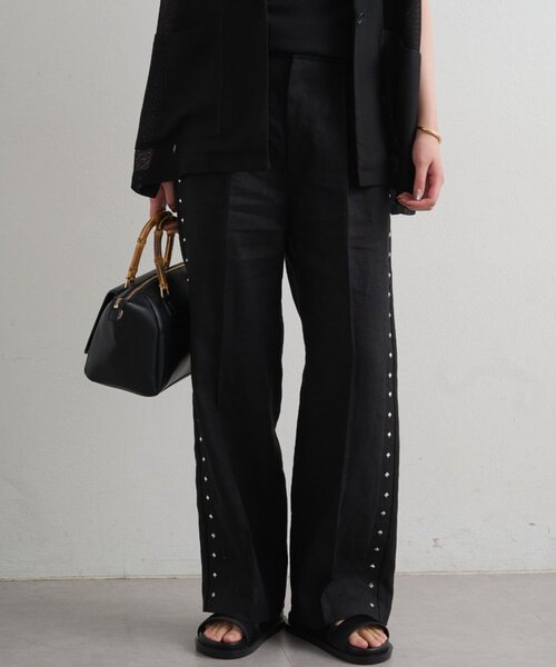 LOUNGEDRESS（ラウンジドレス）の「リネンスタッズパンツ（その他パンツ・レディース・ブラウン/ブラック・MEDIUM/SMALL）」の8枚目の写真