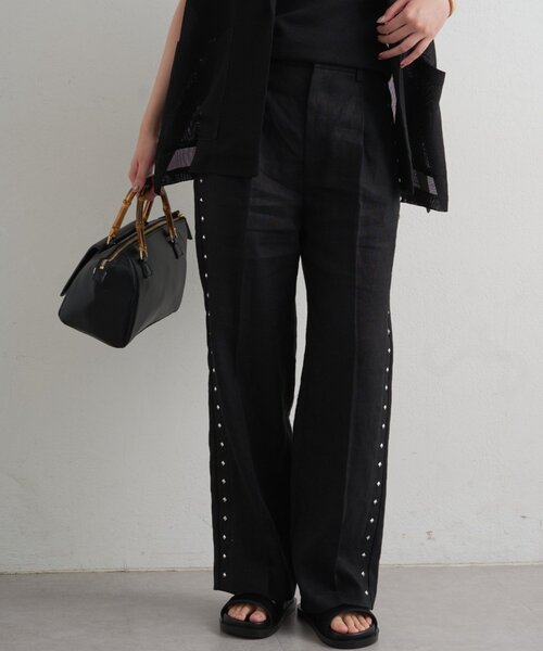 LOUNGEDRESS（ラウンジドレス）の「リネンスタッズパンツ（その他パンツ・レディース・ブラウン/ブラック・MEDIUM/SMALL）」の7枚目の写真