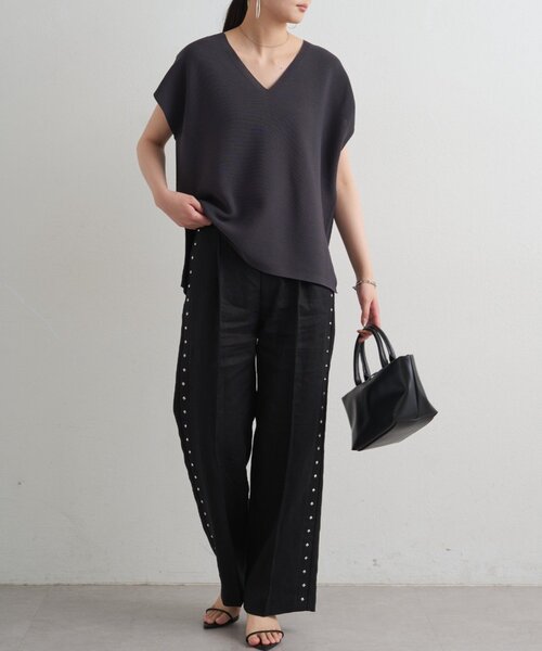 LOUNGEDRESS（ラウンジドレス）の「リネンスタッズパンツ（その他パンツ・レディース・ブラウン/ブラック・MEDIUM/SMALL）」の14枚目の写真