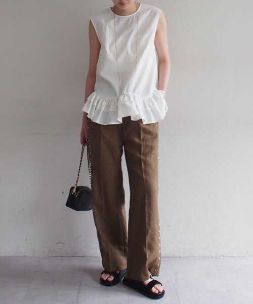 LOUNGEDRESS（ラウンジドレス）の「リネンスタッズパンツ（その他パンツ・レディース・ブラウン/ブラック・MEDIUM/SMALL）」の13枚目の写真