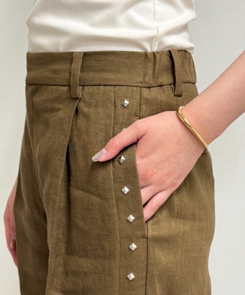 LOUNGEDRESS（ラウンジドレス）の「リネンスタッズパンツ（その他パンツ・レディース・ブラウン/ブラック・MEDIUM/SMALL）」の4枚目の写真