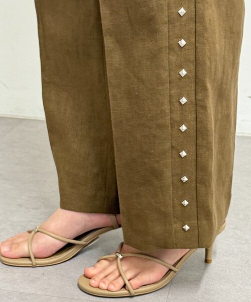 LOUNGEDRESS（ラウンジドレス）の「リネンスタッズパンツ（その他パンツ・レディース・ブラウン/ブラック・MEDIUM/SMALL）」の3枚目の写真