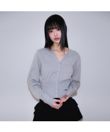V-Neck Classic Button Cardigan [Gray]