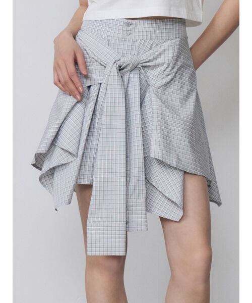 MURUA(ムルーア)の「【セットアップ対応】シャツスリーブミニスカート 夏服(スカート・レディース・ネイビー/グレー・2/1)」の2枚目の写真