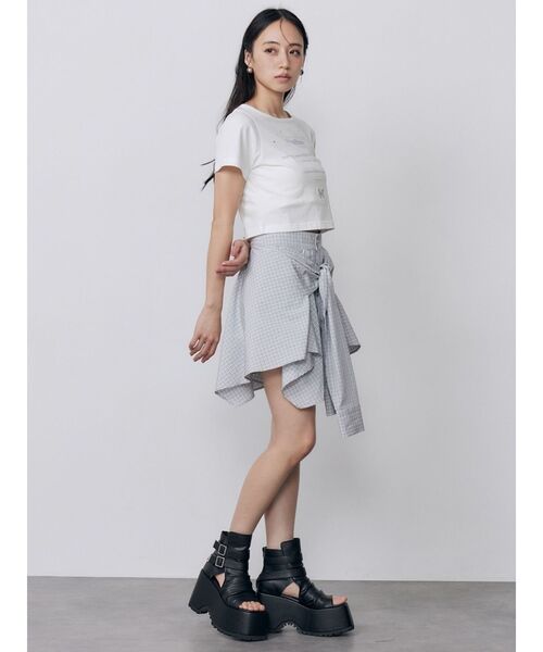 MURUA(ムルーア)の「【セットアップ対応】シャツスリーブミニスカート 夏服(スカート・レディース・ネイビー/グレー・2/1)」の4枚目の写真