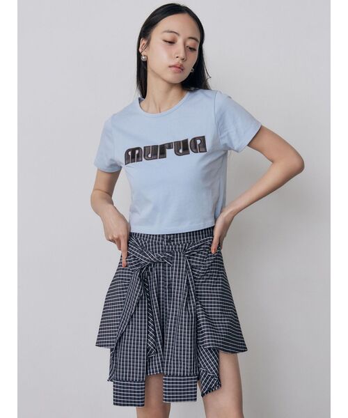 MURUA(ムルーア)の「【セットアップ対応】シャツスリーブミニスカート 夏服(スカート・レディース・ネイビー/グレー・2/1)」の6枚目の写真