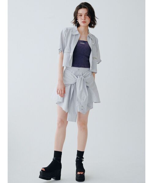 MURUA(ムルーア)の「【セットアップ対応】シャツスリーブミニスカート 夏服(スカート・レディース・ネイビー/グレー・2/1)」の15枚目の写真