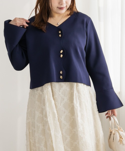 CLETTE(クレット)の「CLETTEオリジナルウェーブデザインニットカーディガン(カーディガン/ボレロ・レディース・ネイビー/モカ/グリーン・4L/3L/LL)」の2枚目の写真