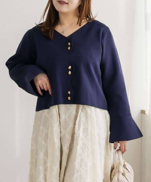 CLETTE(クレット)の「CLETTEオリジナルウェーブデザインニットカーディガン(カーディガン/ボレロ・レディース・ネイビー/モカ/グリーン・4L/3L/LL)」の4枚目の写真