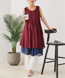 JEANS MATE（ジーンズメイト）の「【C-FORT POINT/フォートポイント】インド綿 無地ノースリーブワンピース（ワンピース）」