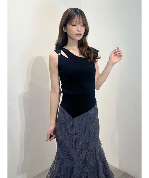 MERCURYDUO(マーキュリーデュオ)の「アシメカッティングリブニット(ニット/セーター・レディース・ライトブルー/ブラック/ピンク・FREE)」の20枚目の写真