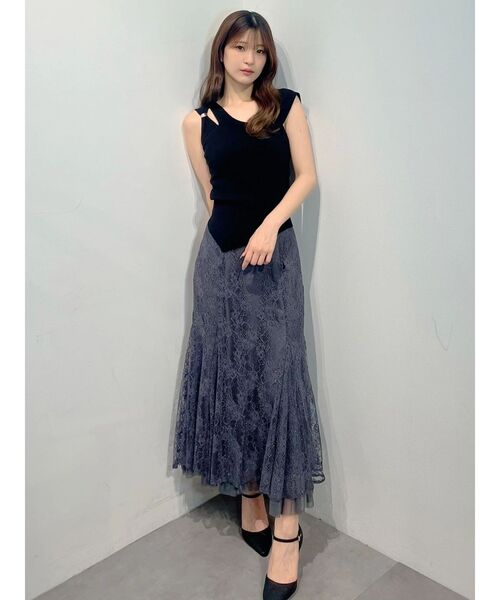 MERCURYDUO(マーキュリーデュオ)の「アシメカッティングリブニット(ニット/セーター・レディース・ライトブルー/ブラック/ピンク・FREE)」の10枚目の写真