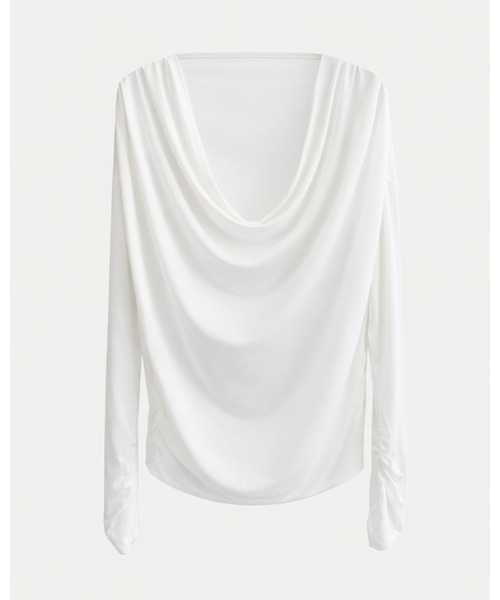 kiehtova（キエトヴァ）の「【kiehtova】AIRY DRAPE SHEER TOPS/エアリードレープシアートップス（Tシャツ/カットソー・レディース・ブラック/ホワイト/ベージュ・FREE）」の17枚目の写真