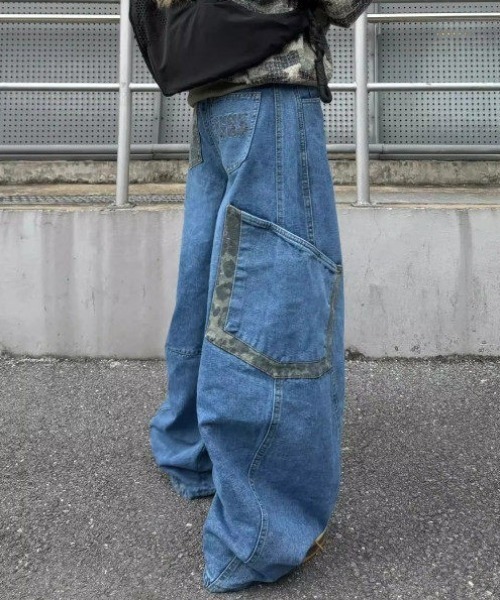 LAC-VERT(ラック・ヴェール)の「レオパード柄ワークデニムパンツ(デニムパンツ・レディース・ブラック/ブルー/ブルー系その他・FREE)」の8枚目の写真