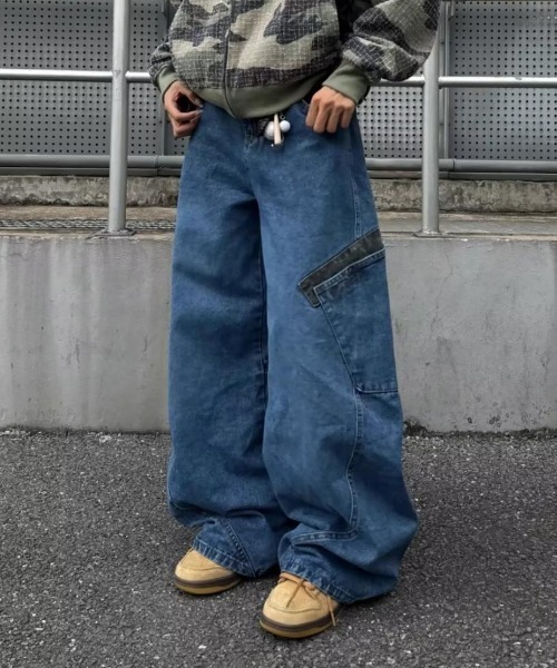 LAC-VERT(ラック・ヴェール)の「レオパード柄ワークデニムパンツ(デニムパンツ・レディース・ブラック/ブルー/ブルー系その他・FREE)」の7枚目の写真
