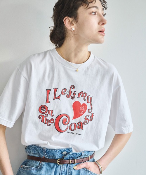 kha:ki（カーキ）の「「KHA:KI / カーキ」BOX TEE -ON THE COAST-（Tシャツ/カットソー・レディース・ホワイト/ブラック・1）」の6枚目の写真