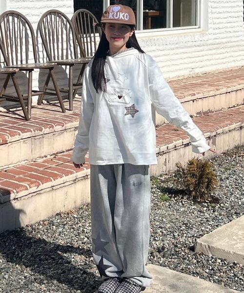 ambler(エムブラー)の「スターロイト アプリケ刺繍ピンタック 2-Way ワイドトレーニングスウェットパンツ AP1001 (メランジ)(スウェットパンツ・レディース・その他・SMALL/MEDIUM/LARGE)」の6枚目の写真