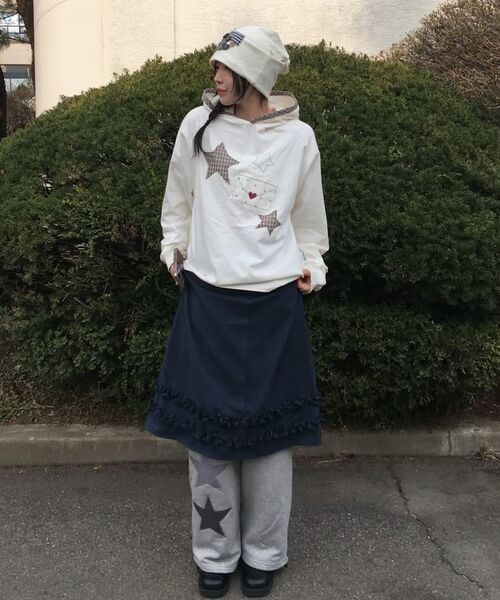 ambler(エムブラー)の「スターロイト アプリケ刺繍ピンタック 2-Way ワイドトレーニングスウェットパンツ AP1001 (メランジ)(スウェットパンツ・レディース・その他・SMALL/MEDIUM/LARGE)」の2枚目の写真